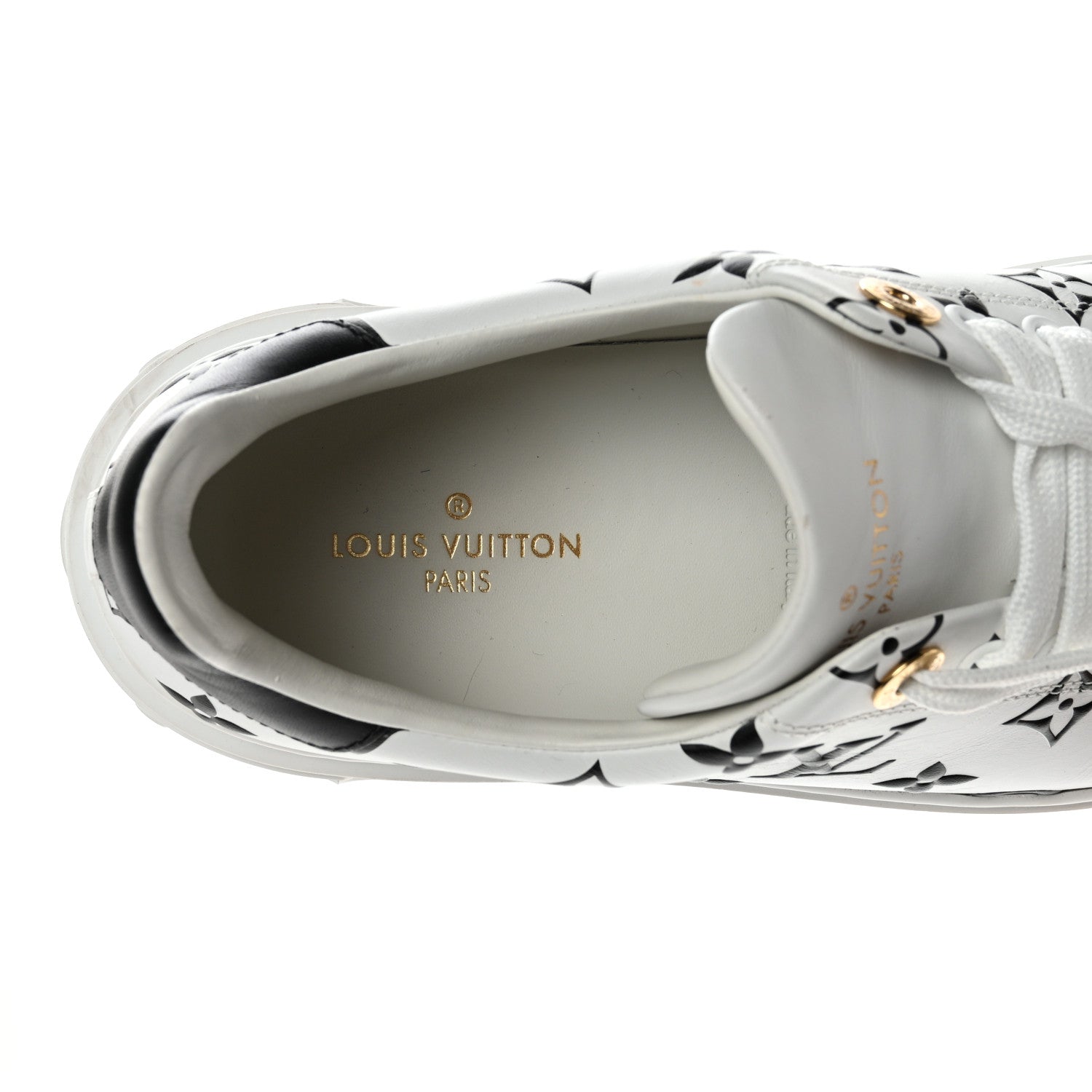 Louis Vuitton Calfskin Monogram Debossed Time Out Sneakers 39 Black 7 of 13