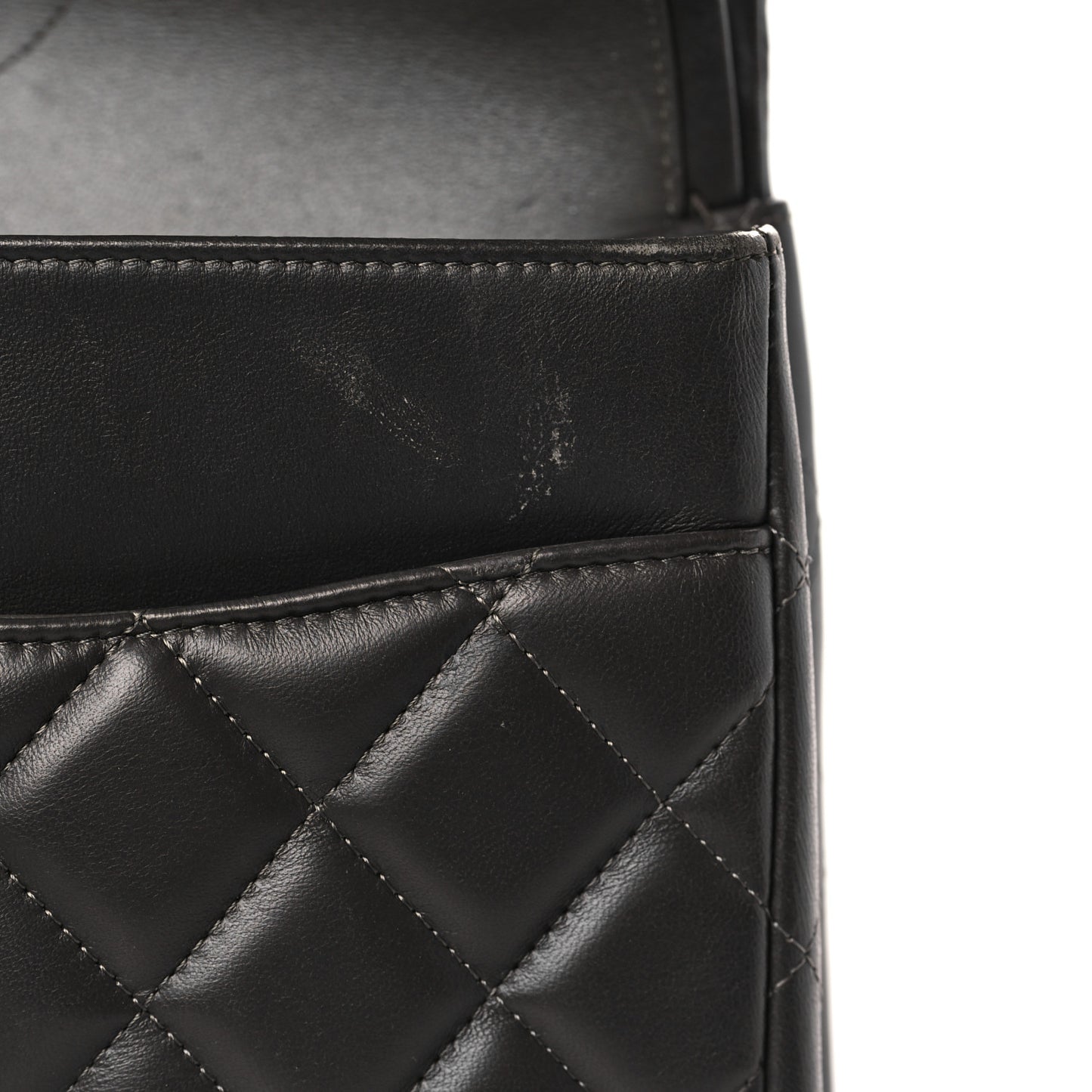 Lambskin Quilted Jumbo Double Flap Dark Grey