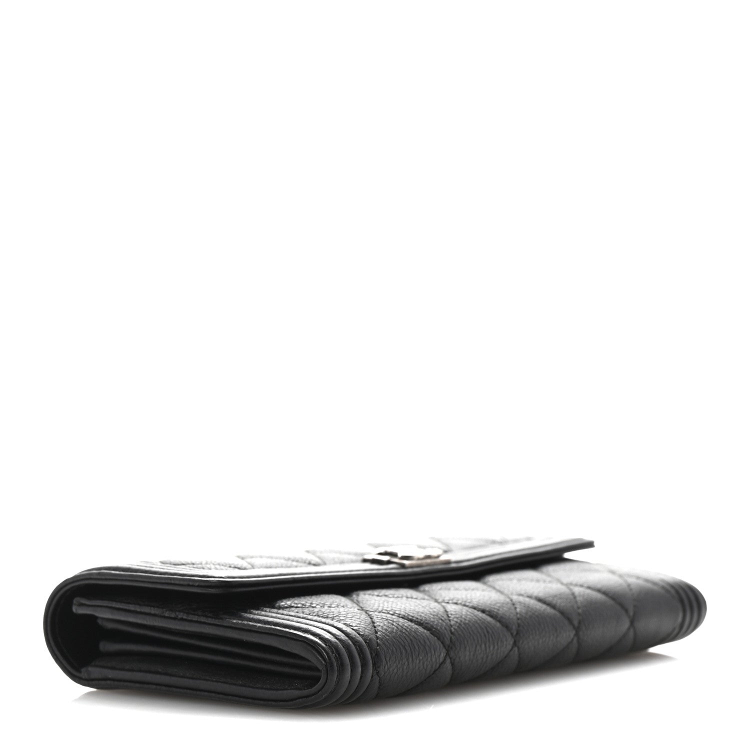 Chanel Calfskin Quilted Large Boy Gusset Flap Wallet Black 4 of 12