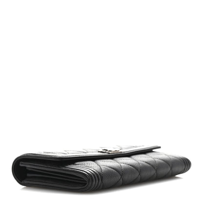 Chanel Calfskin Quilted Large Boy Gusset Flap Wallet Black 4 of 12