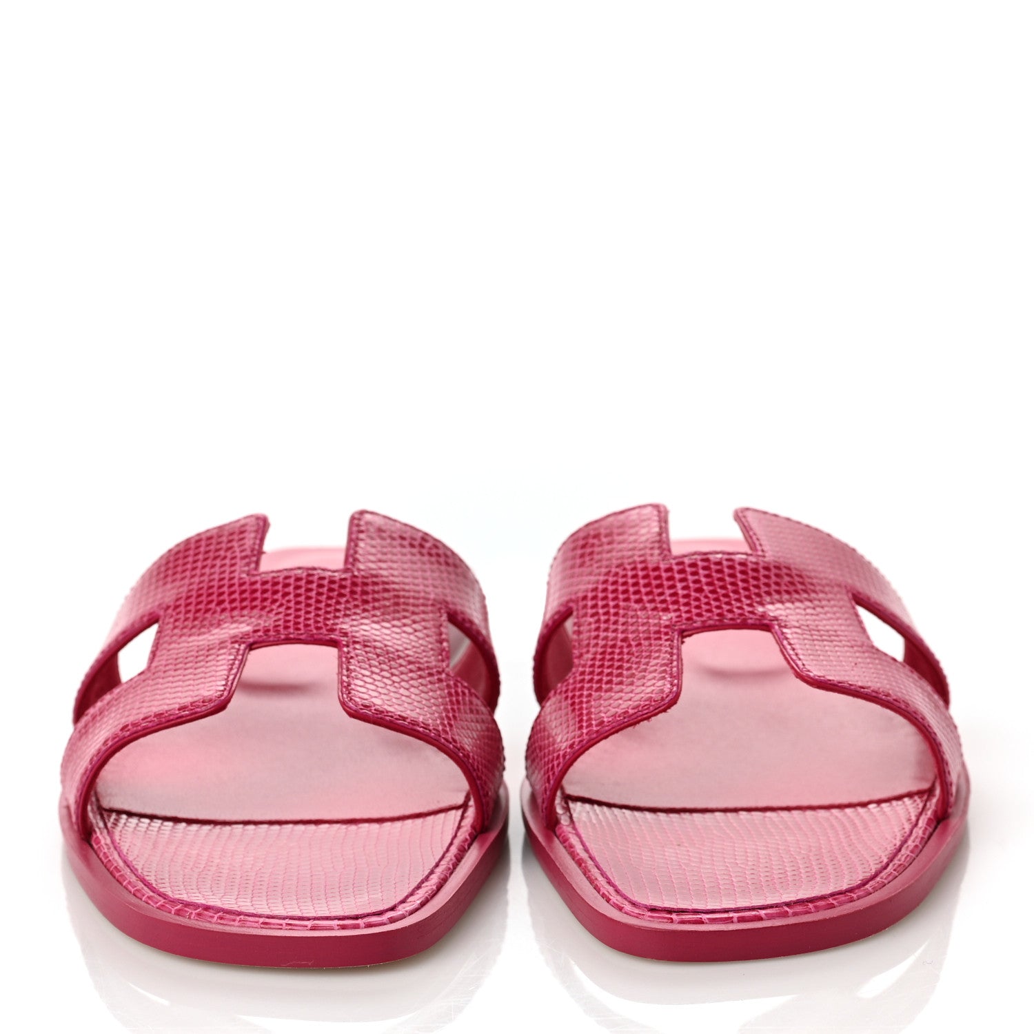 Hermes Lizard Oran Sandals 36.5 Fuchsia 2 of 9