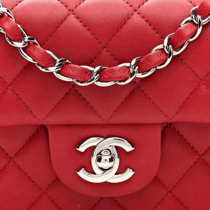 Chanel Lambskin Quilted Mini Rectangular Flap Red 7 of 9