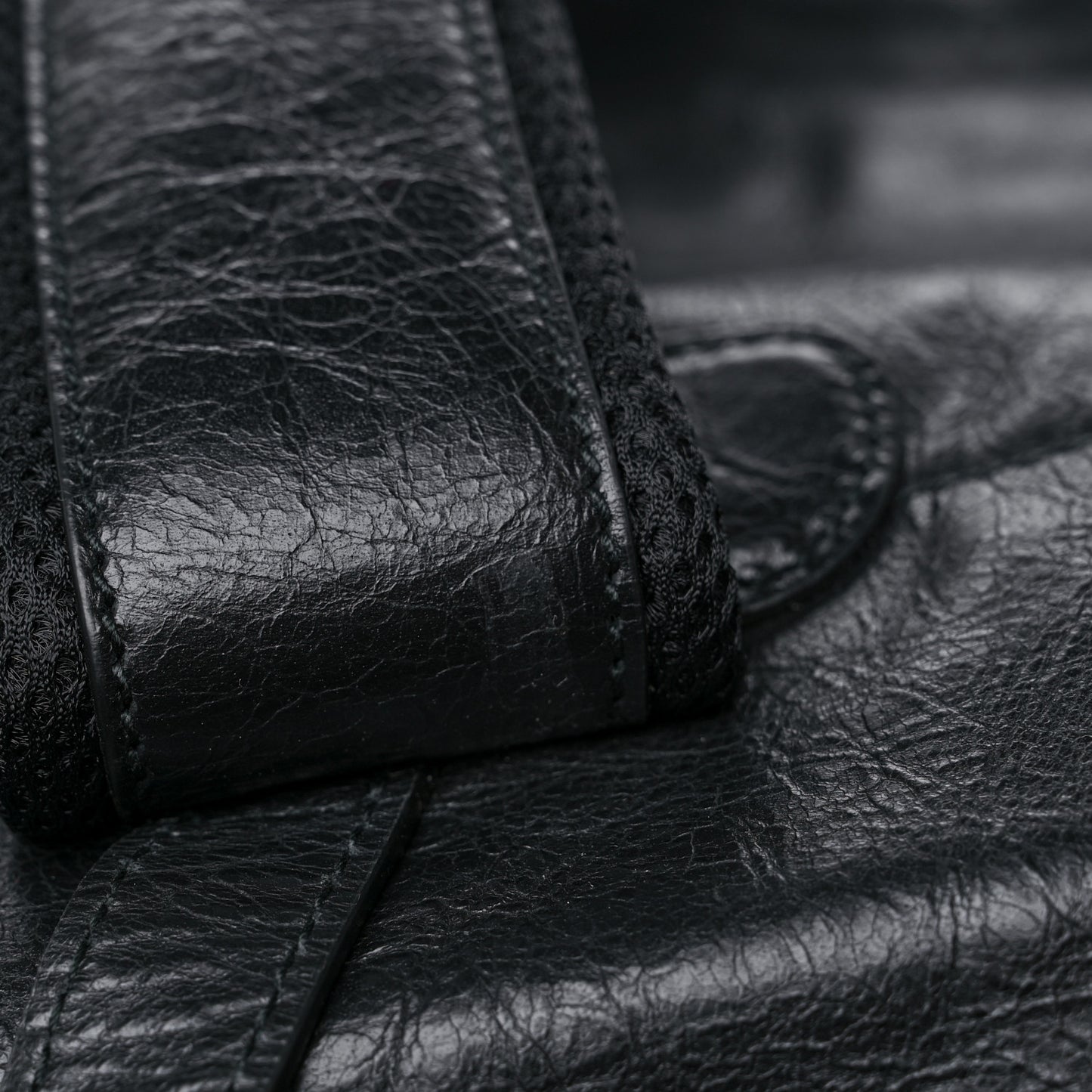 Fluffy Calfskin Mesh Nylon Medium Morpheus Double Buckle Backpack Black