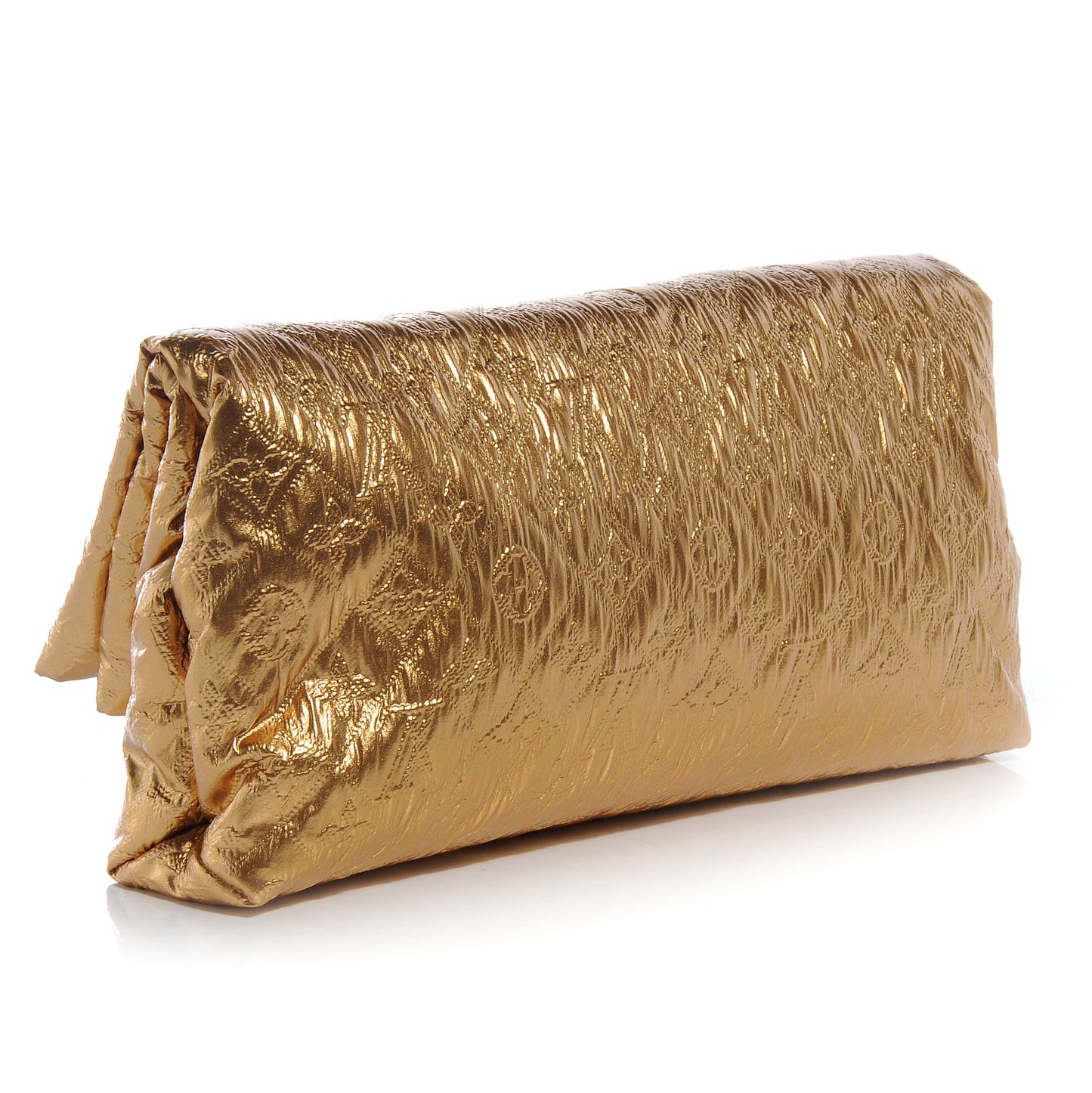 Jacquard Quilted Monogram Limelight Clutch MM Gold