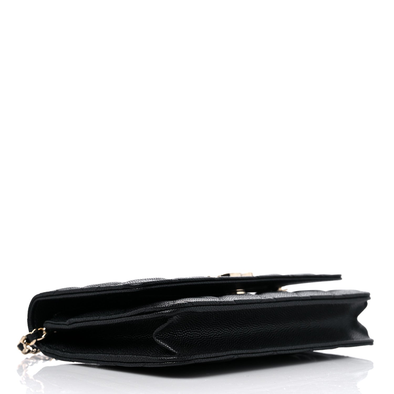 Chanel Caviar Quilted Striated CC Wallet On Chain WOC Black 3 of 10