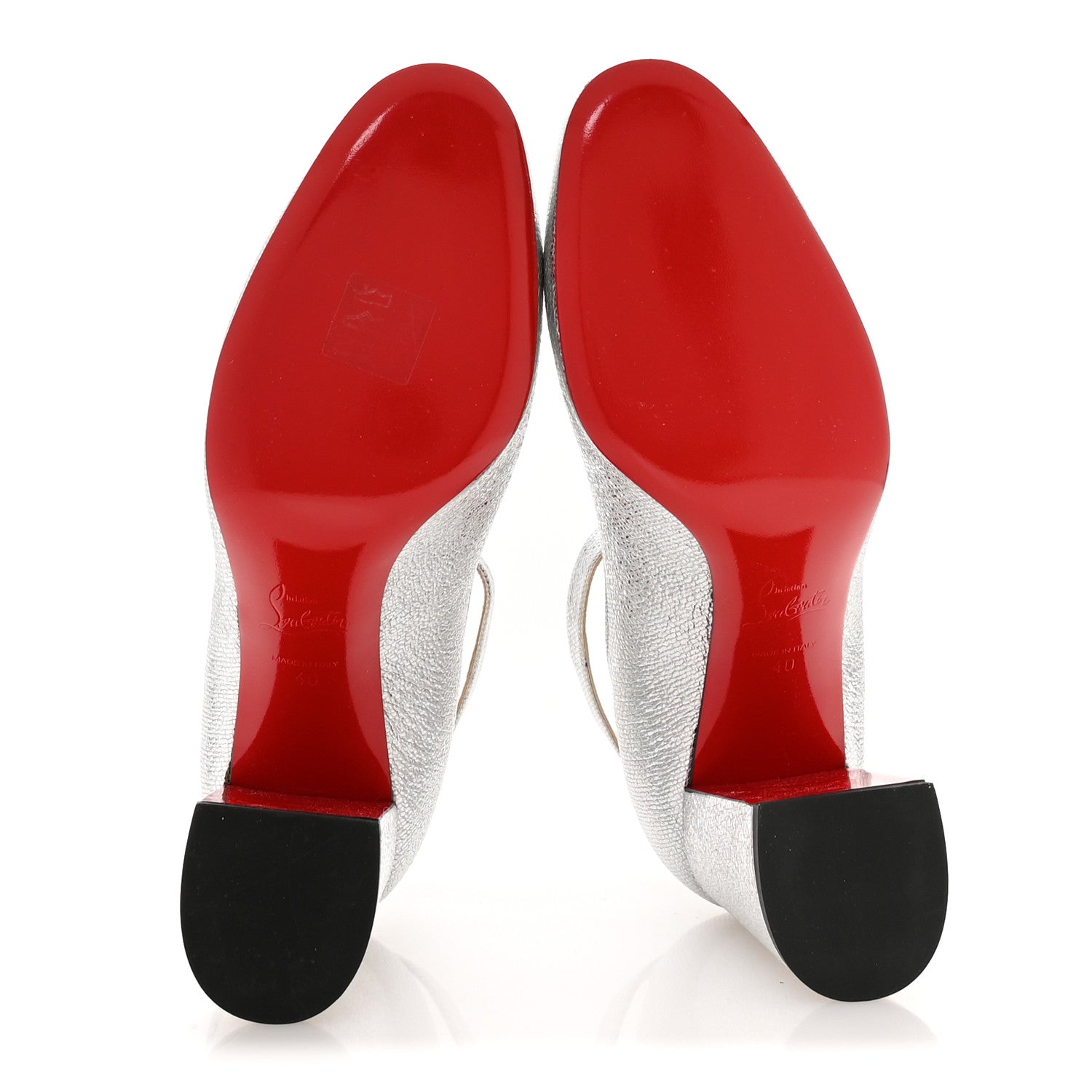 Christian Louboutin Metallic Textured Calfskin Soval 85 Pumps 40 Silver 6 of 8