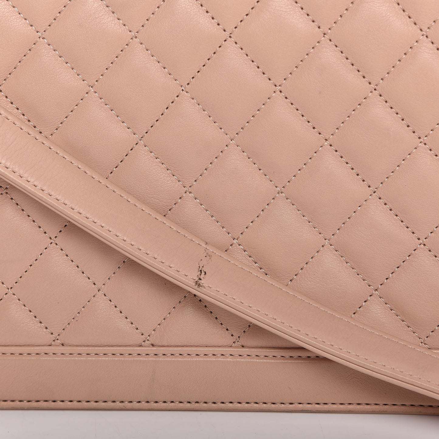 Calfskin Quilted Flap Beige