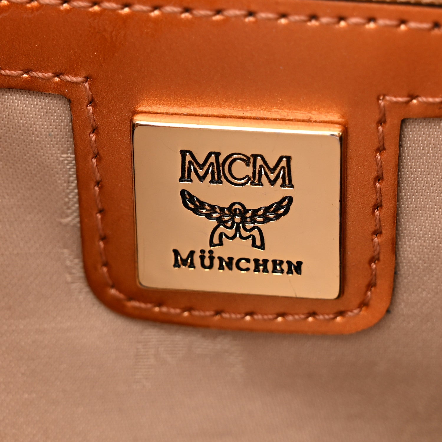 MCM Patent Monogram Boston Bag Bronze 6 of 11