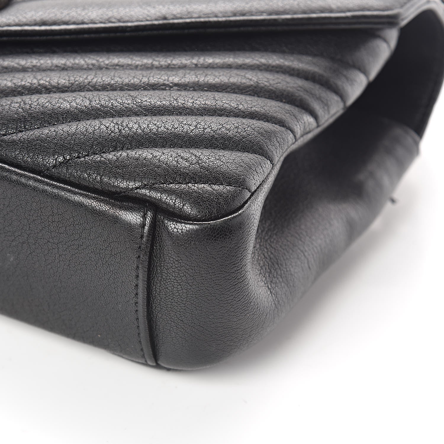 Saint Laurent Sheepskin Matelasse Chevron Monogram Medium College Bag Black 9 of 9