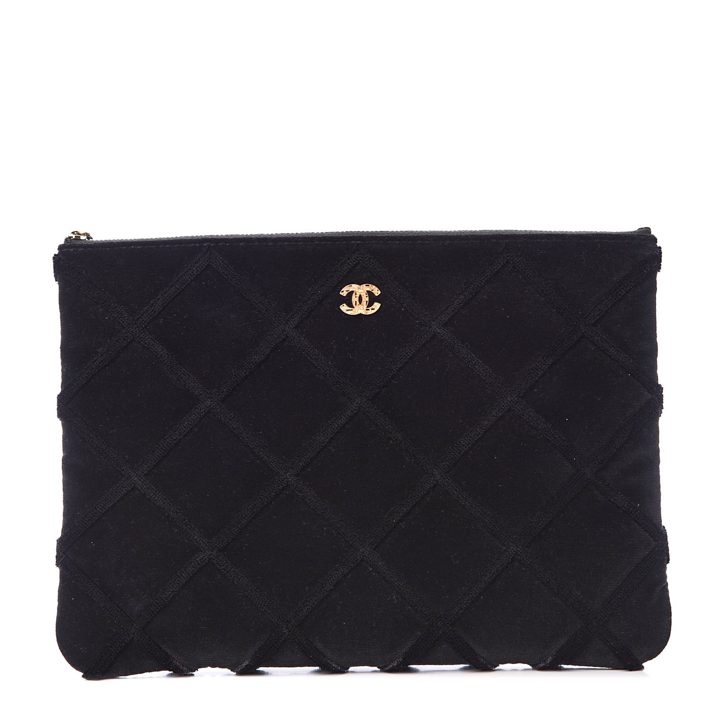 Velvet Quilted Medium Cosmetic Case Black
