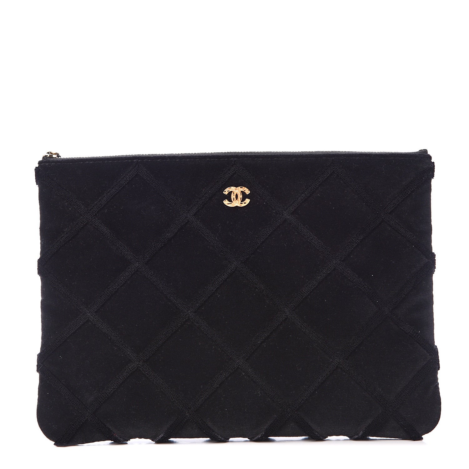 Chanel Velvet Quilted Medium Cosmetic Case Black 1 of 8