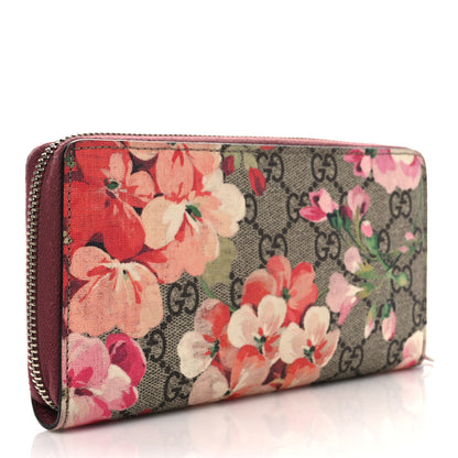 Gucci GG Supreme Monogram Blooms Zip Around Wallet Beige Multicolor Dry Rose 3 of 6