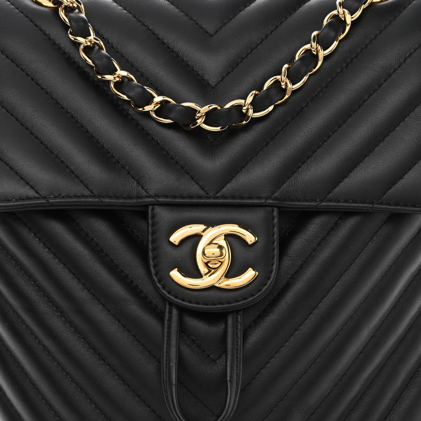 Calfskin Chevron Quilted Small Urban Spirit Backpack Black