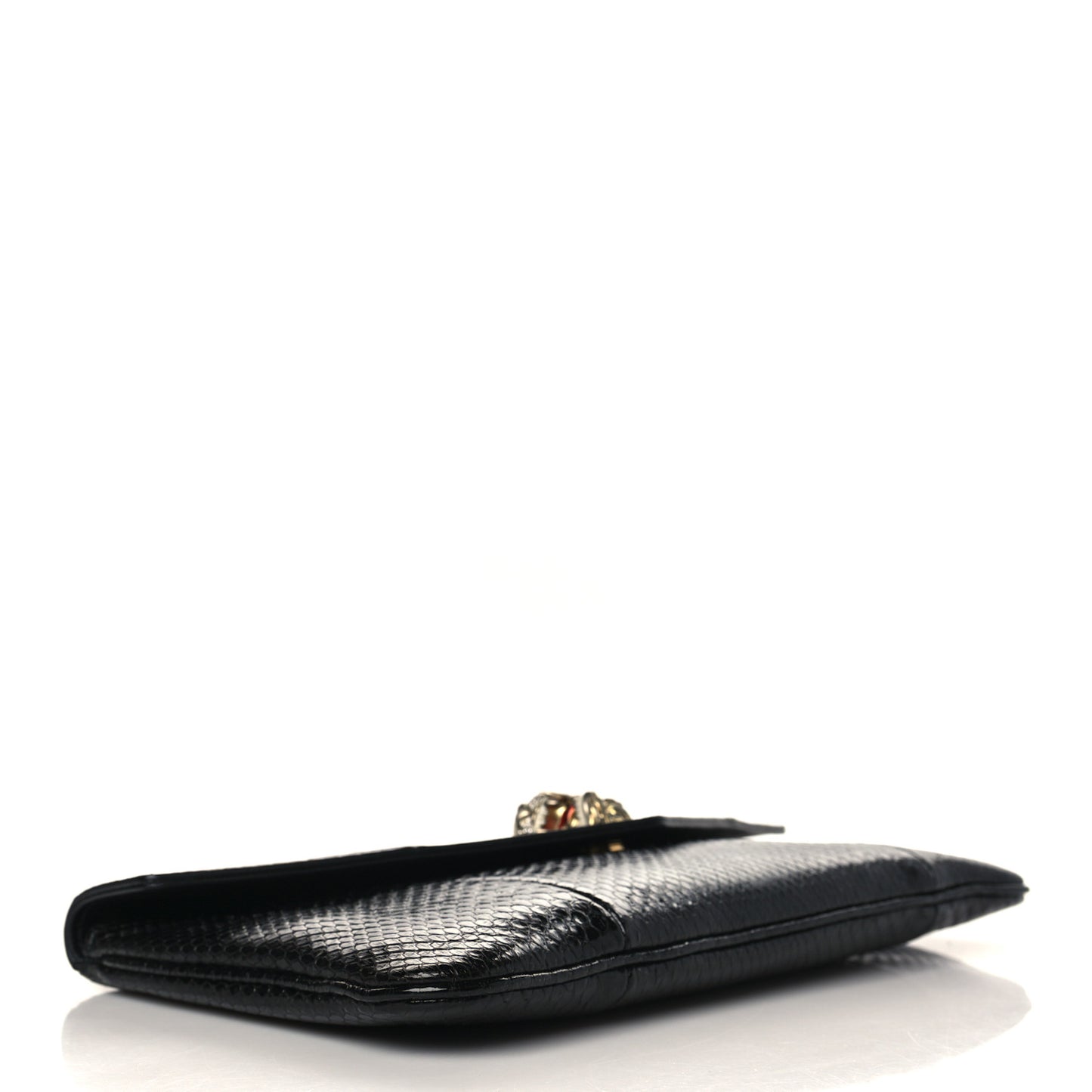 Snakeskin Rajah Broadway Envelope Clutch Black