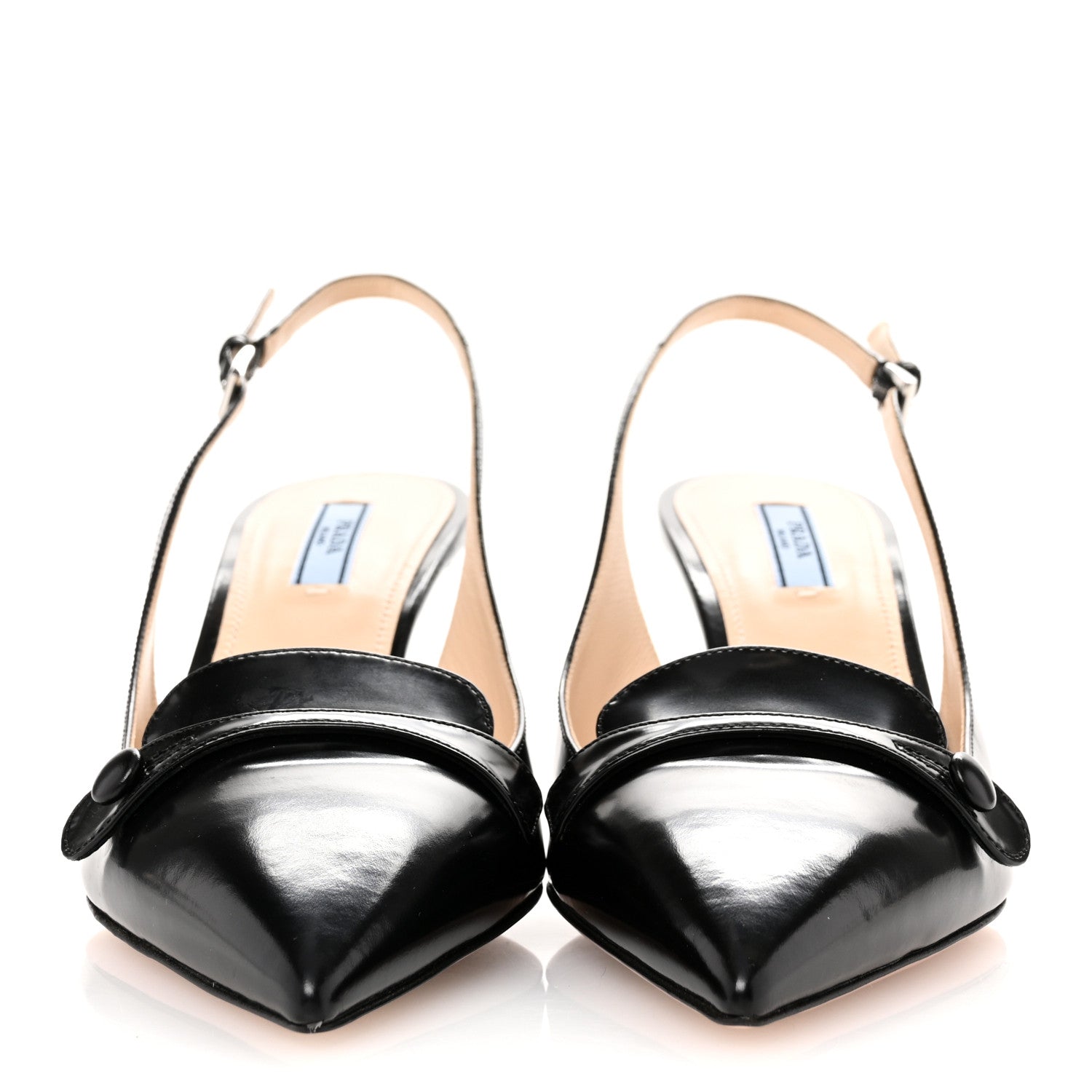 Prada Spazzolato Pointed Toe Slingback Pumps 39 Black 3 of 9