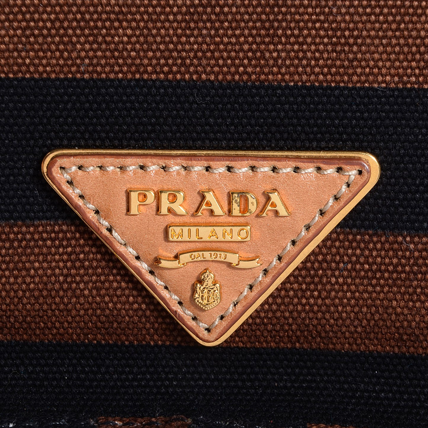 Canvas Canapa Righe Striped Shoulder Bag Tobacco