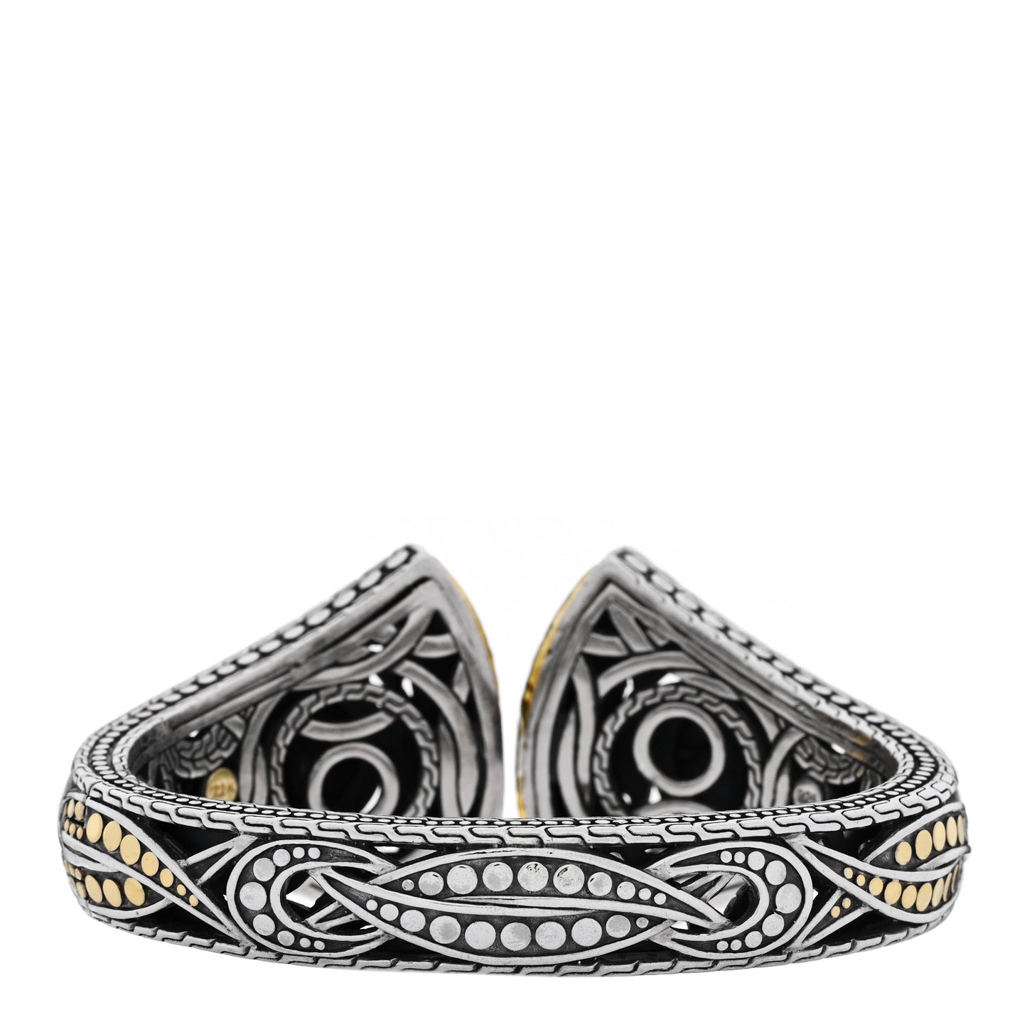 Sterling Silver 22K Yellow Gold Hammered Dot Cuff Bracelet