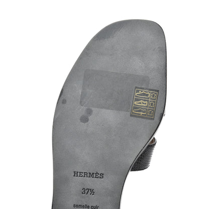 Hermes Lizard Oran Sandals 37.5 Black 9 of 13