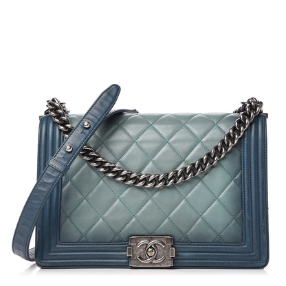 Chanel Calfskin Ombre Faded Quilted New Medium Boy Flap Green 1 of 10