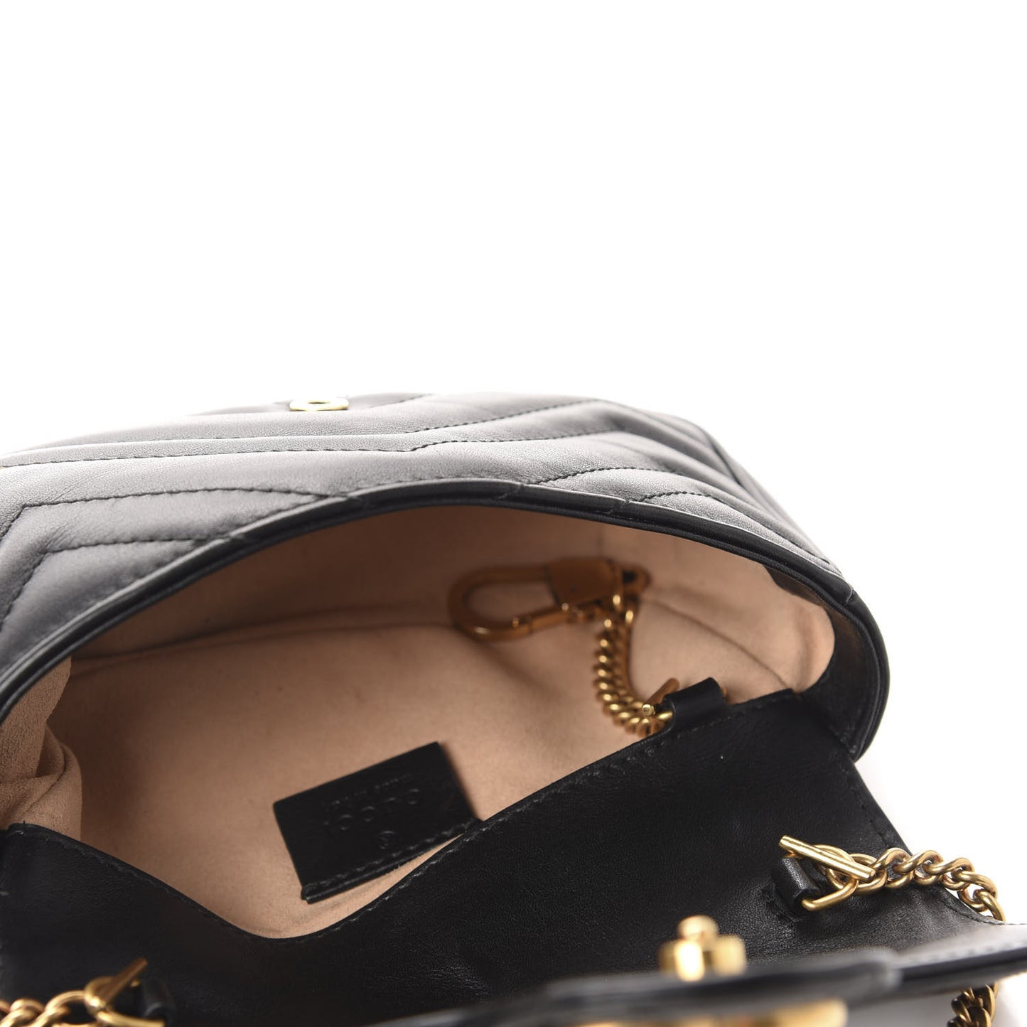 Calfskin Matelasse Super Mini GG Marmont Shoulder Bag Black