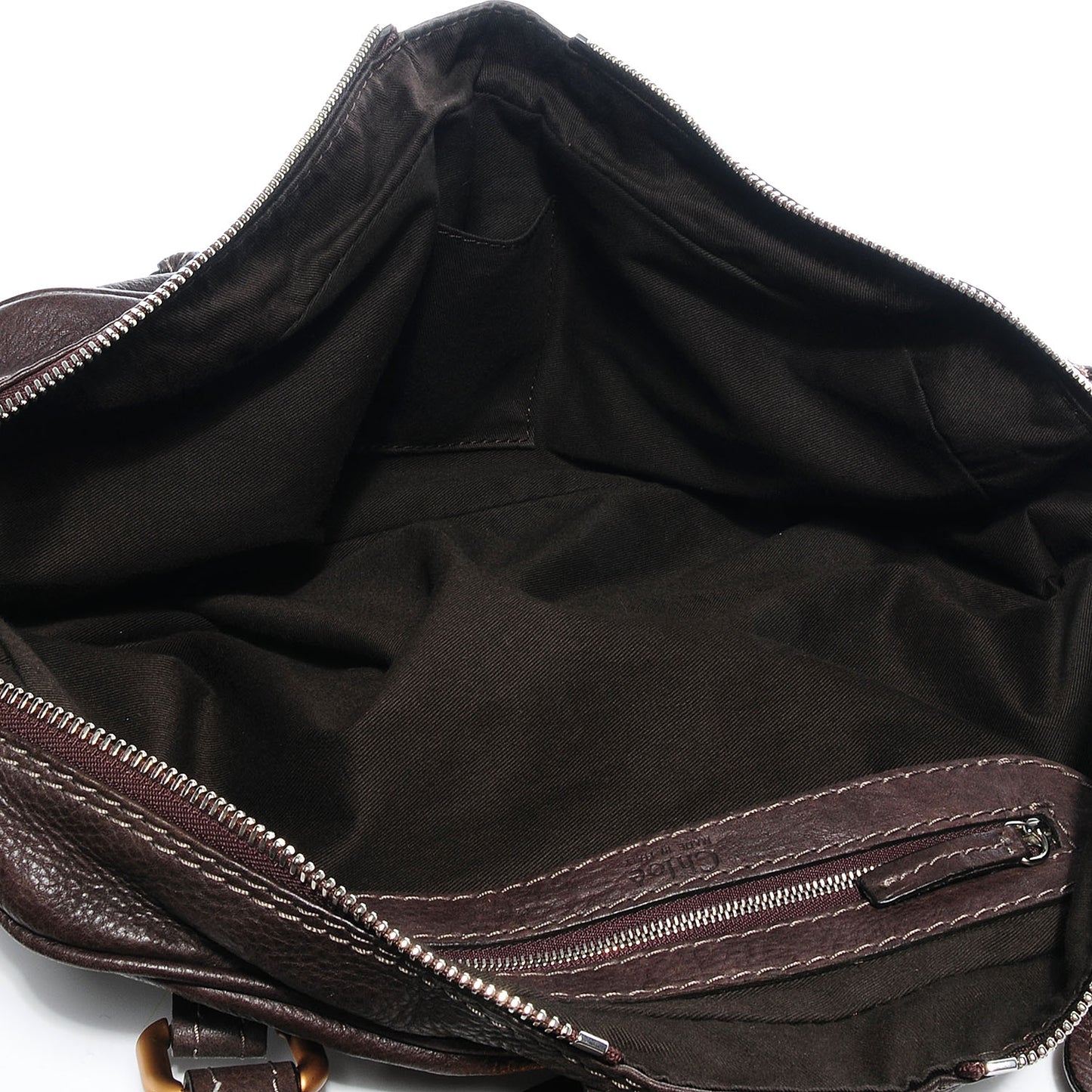 Leather Paddington Double Zipped Bowler Brown