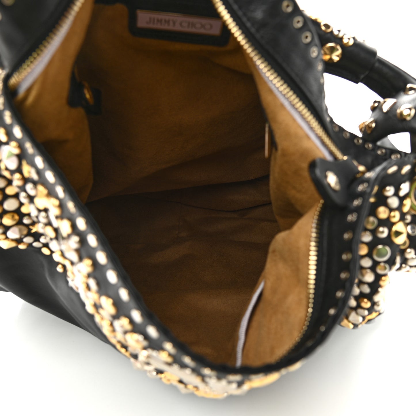 Smooth Calfskin Star Studded Hobo Bag Black