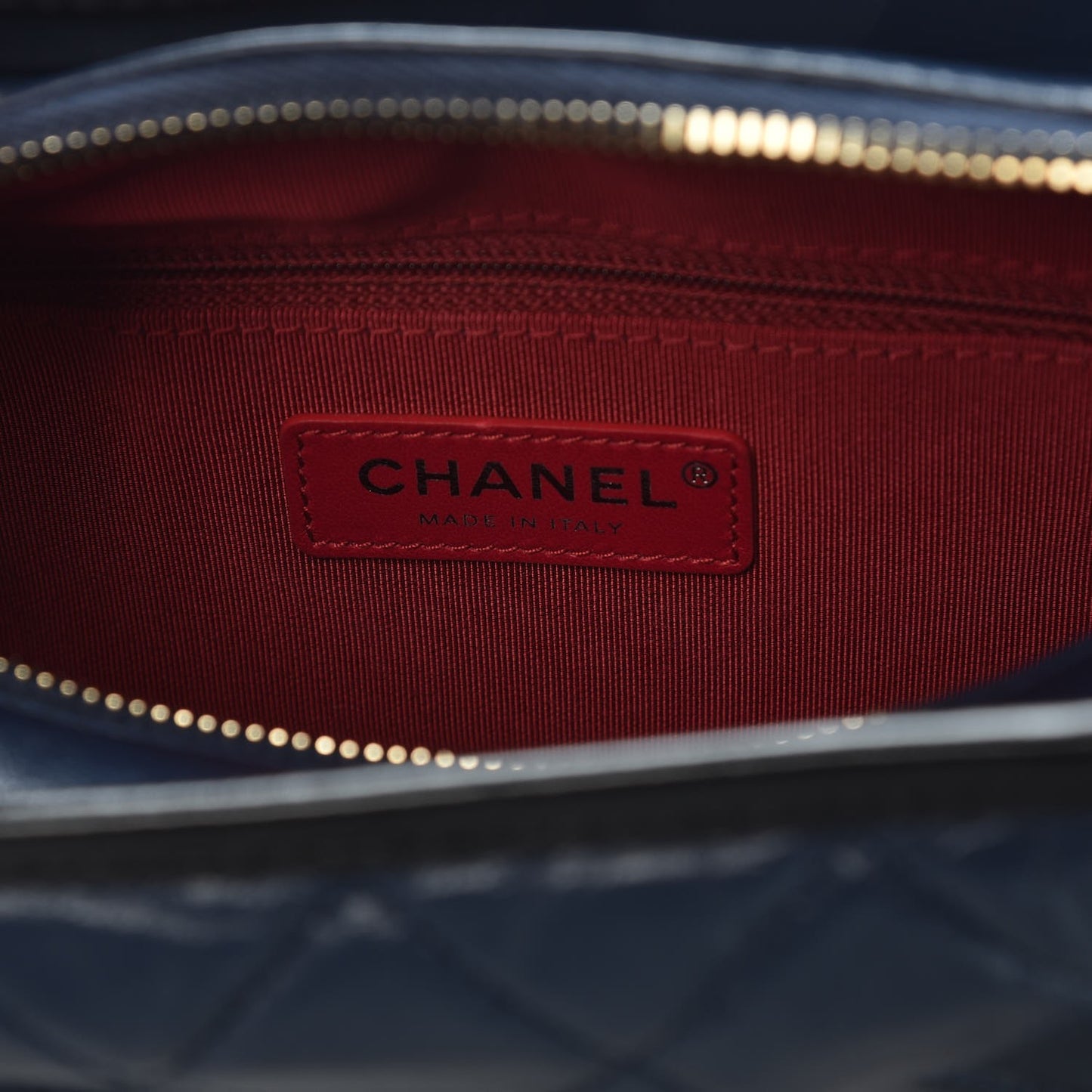 Aged Calfskin Quilted Small Gabrielle Hobo Navy Black
