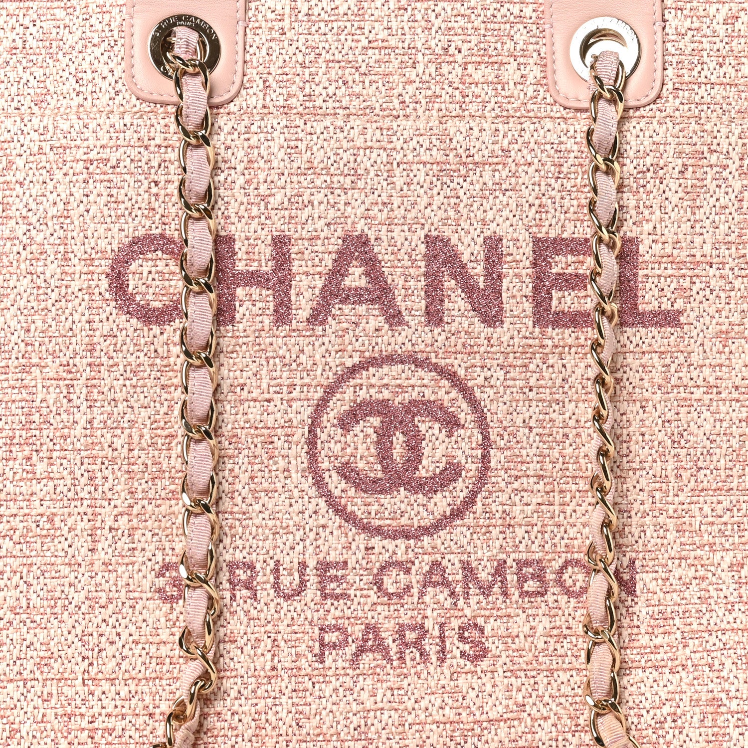 Chanel Lurex Boucle Deauville Medium Tote Pink 8 of 10