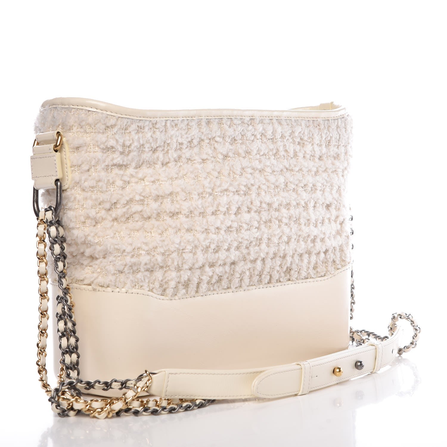 Chanel Tweed Calfskin Medium Gabrielle Hobo Ivory 3 of 9