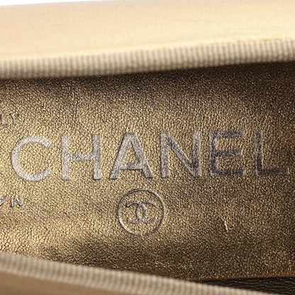 Chanel Metallic Lambskin CC Cap Toe Ballerina Flats 37 Dark Gold 8 of 13