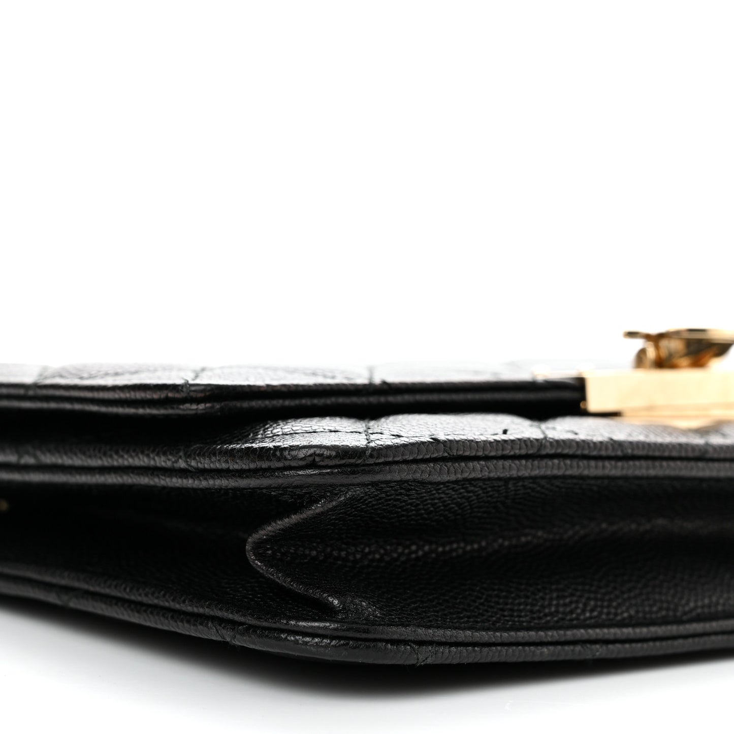 Caviar Quilted Golden Class Wallet On Chain WOC Black