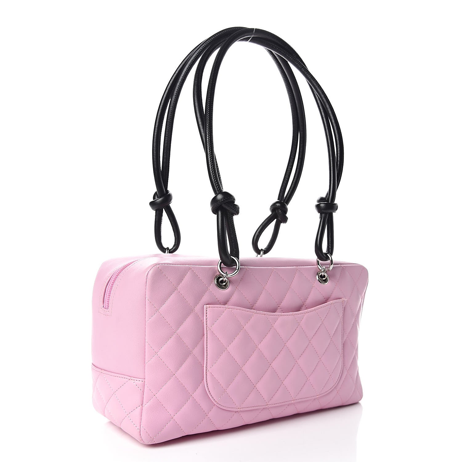 Chanel Calfskin Quilted Large Cambon Bowler Pink Black 3 of 14