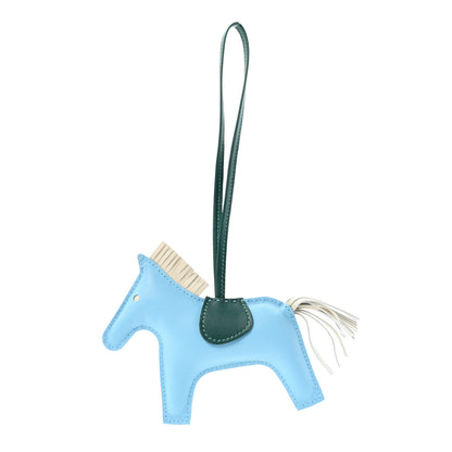 Hermes Milo Lambskin Grigri Rodeo Horse Bag Charm MM Celeste Malachite Craie 1 of 3
