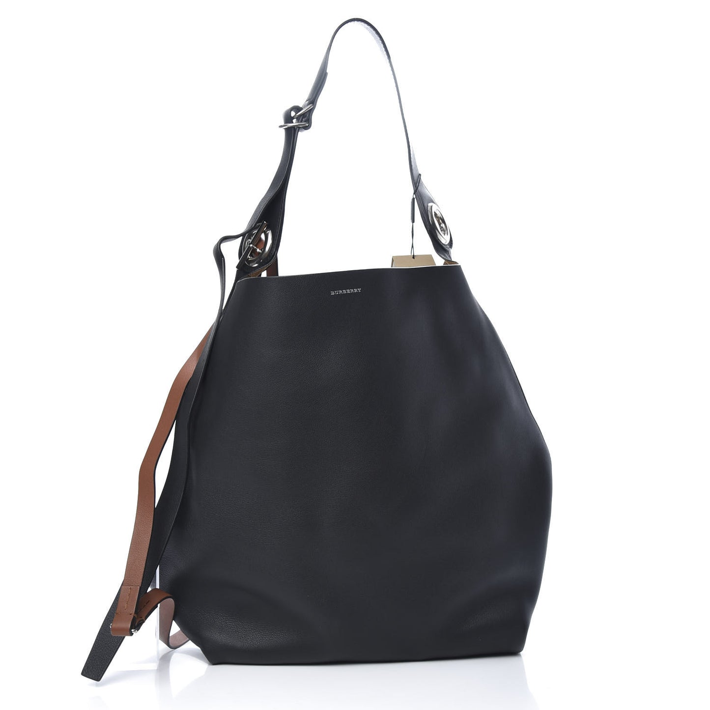Smooth Calfskin Medium Grommet Hobo Black