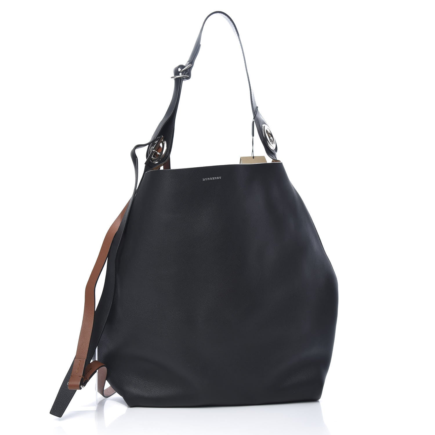 Burberry Smooth Calfskin Medium Grommet Hobo Black 3 of 12