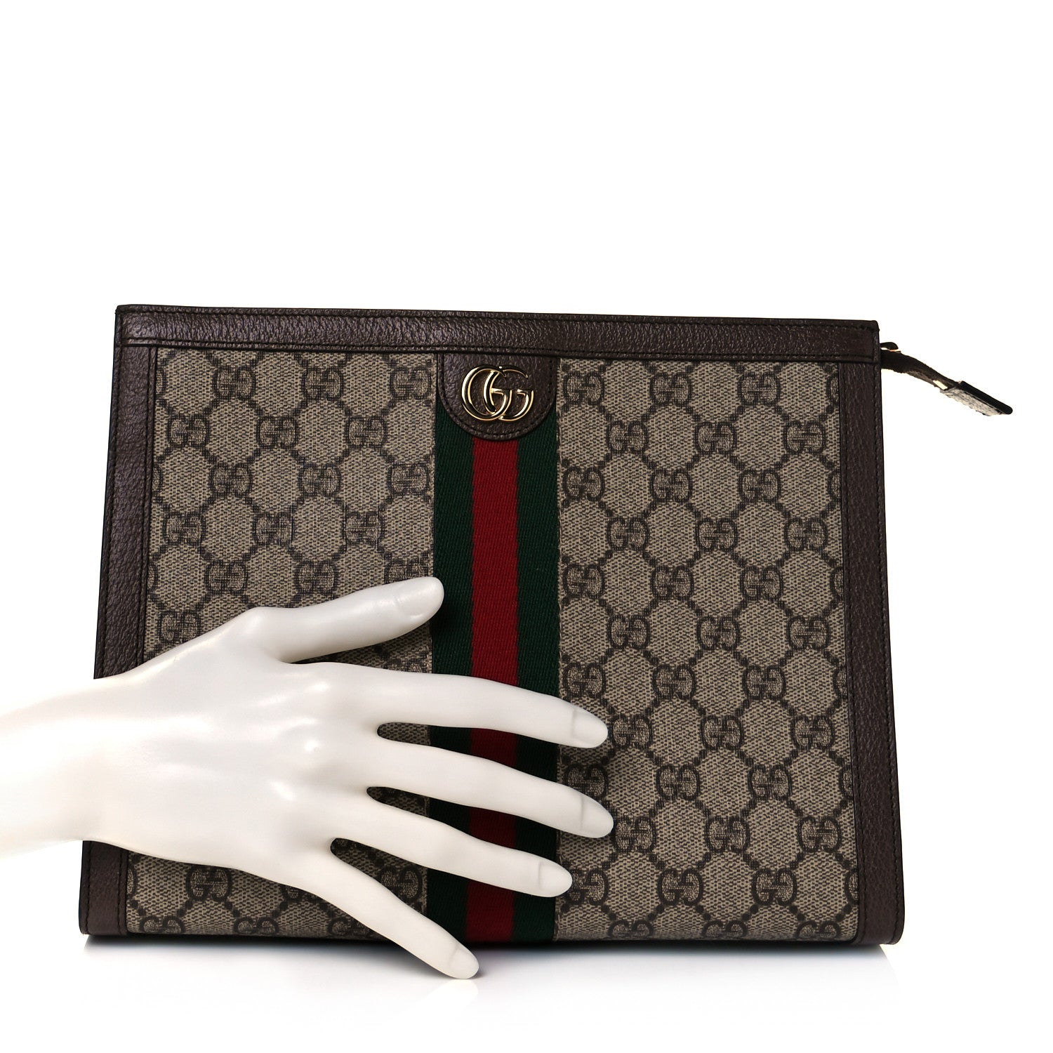 Gucci GG Supreme Monogram Web Ophidia Pouch Brown 2 of 8