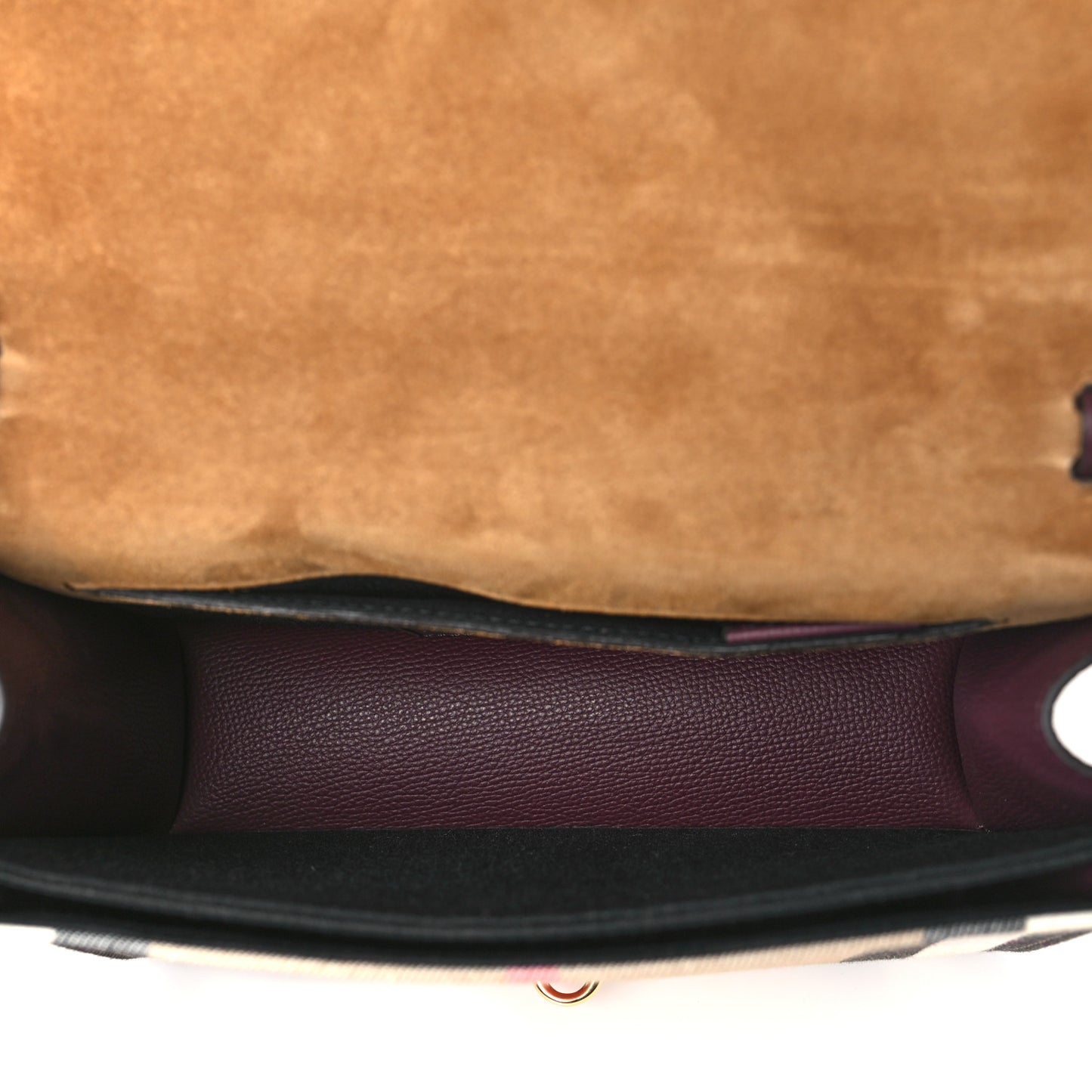 Derby Calfskin House Check Small Macken Crossbody Bag Mahogany Red