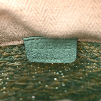 Loewe Iraca Palm Calfskin Anagram Square Pocket Bucket Bag Natural Fresh Mint 6 of 10