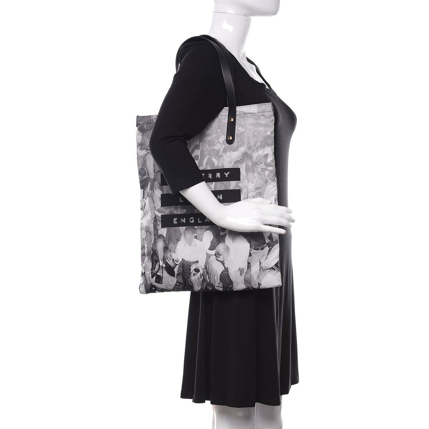 Nylon London Montage Print Flat Tote Bag Black