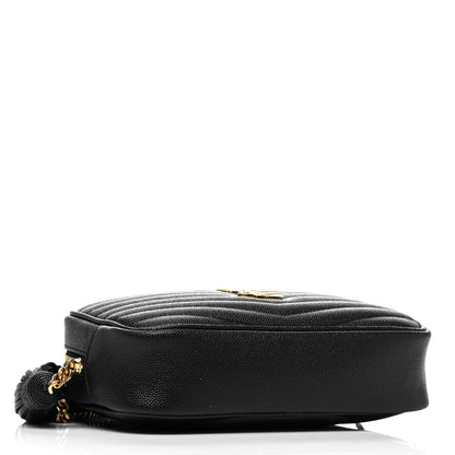 Saint Laurent Grain De Poudre Matelasse Monogram Mini Lou Camera Bag Black 4 of 9