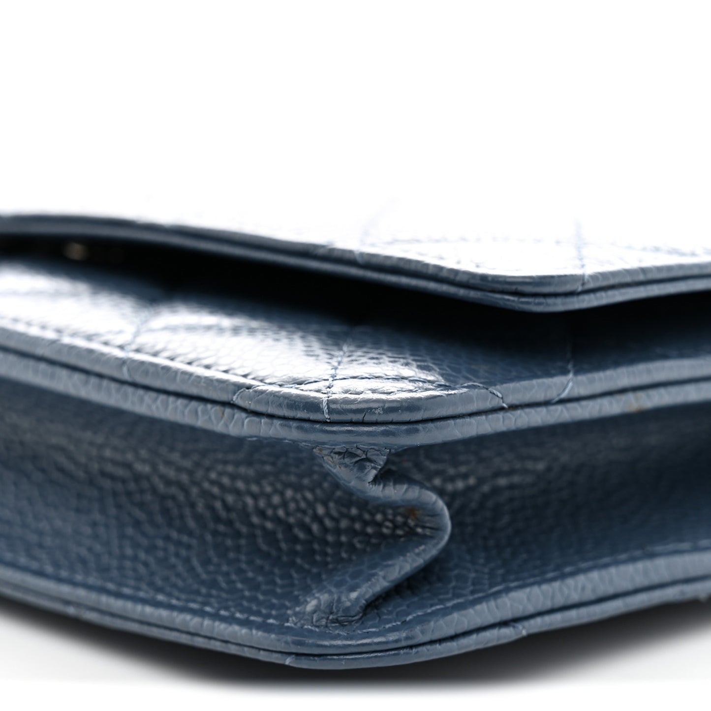 Caviar Quilted Wallet on Chain WOC Blue