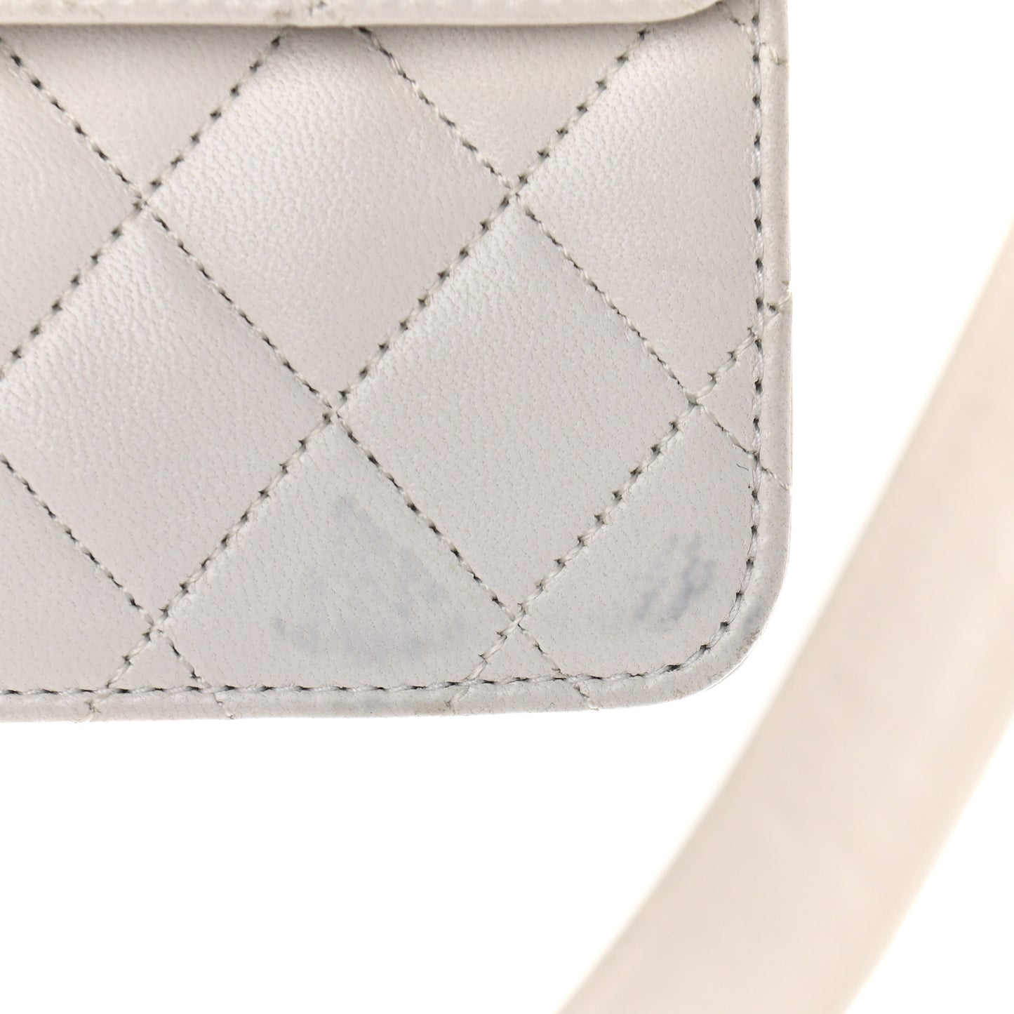 Lambskin Quilted Flap Waist Belt Bag White