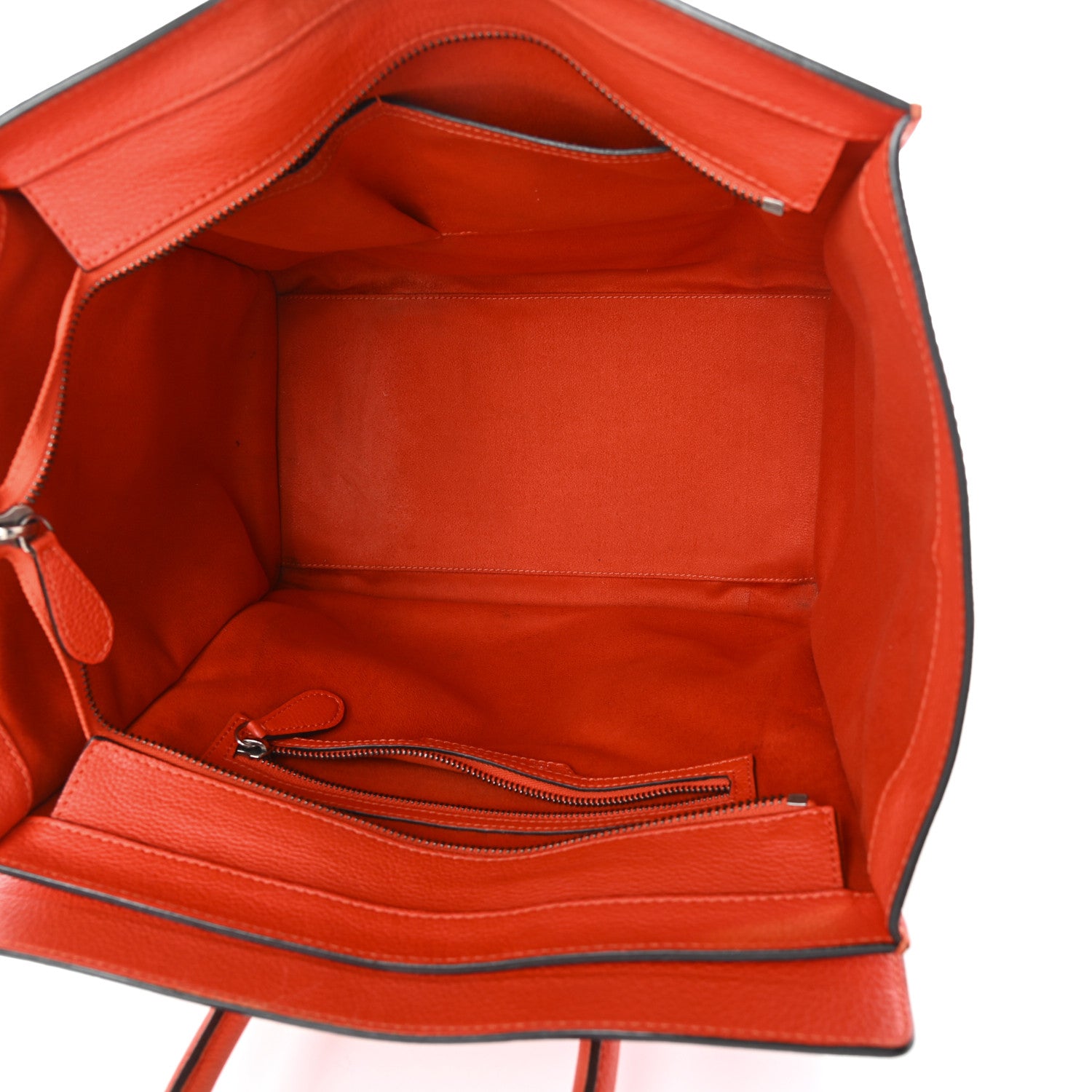 Celine Drummed Calfskin Mini Luggage Vermillion 5 of 9