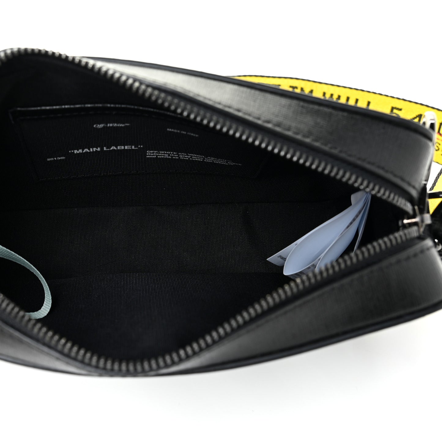 Saffiano Striped Mini Diag Bag Black White