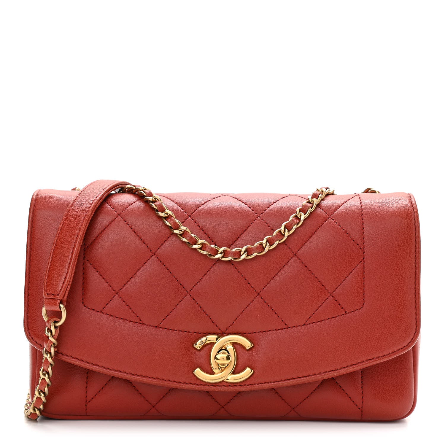 Chanel Lambskin Quilted Medium Vintage Flap Bag Red 1 of 11