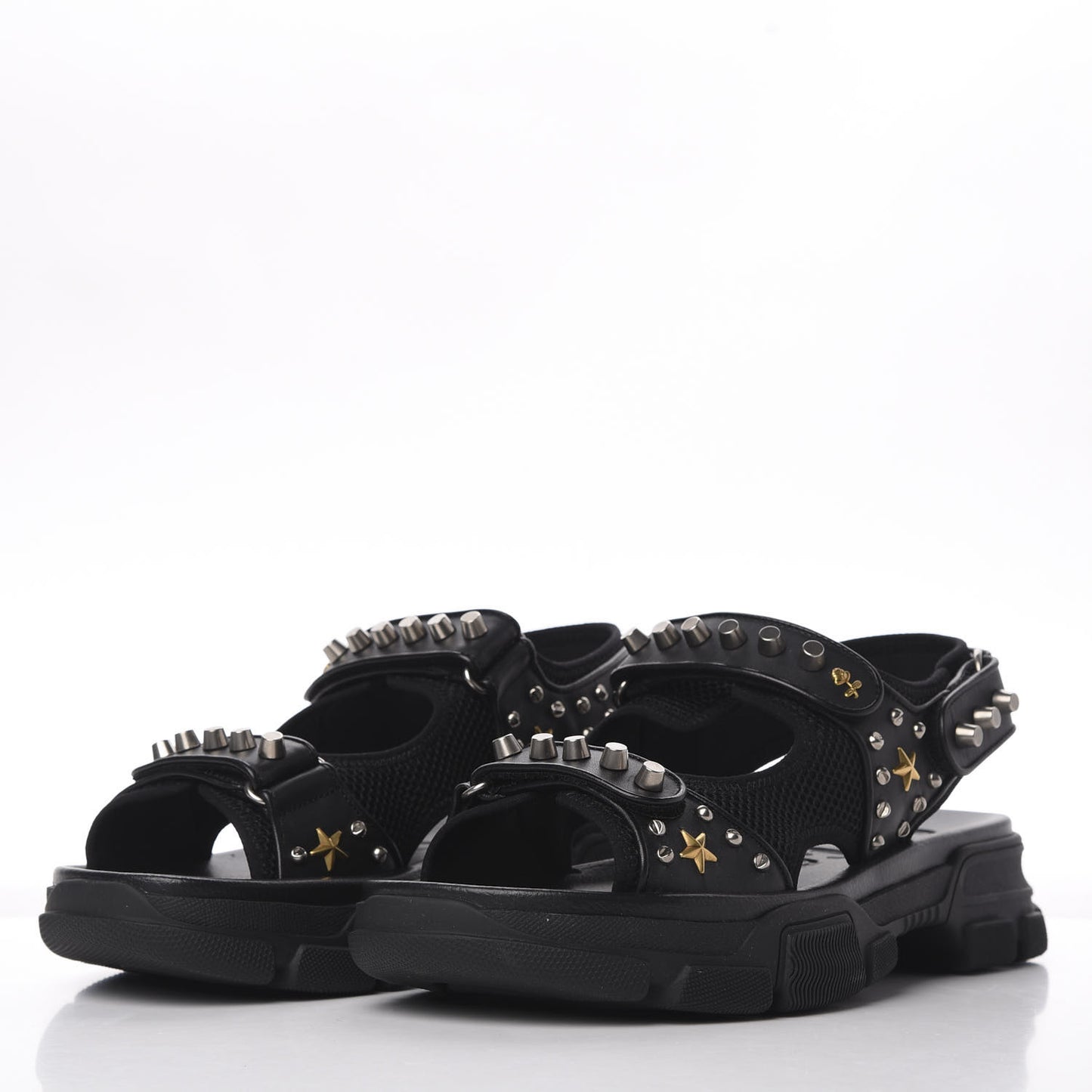 Nappa Mesh Studded Mens Aguru Sandals 11 Black