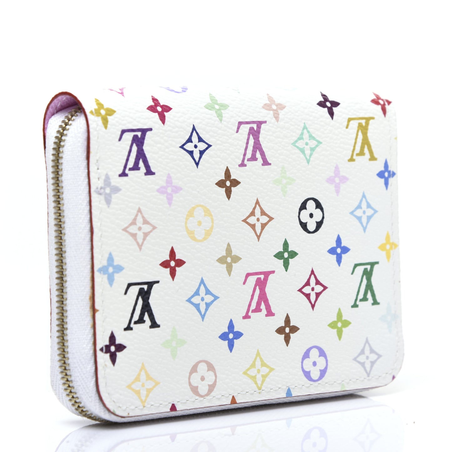 Monogram Multicolor Zippy Coin Purse Wallet White Litchi