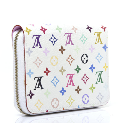 Louis Vuitton Monogram Multicolor Zippy Coin Purse Wallet White Litchi 3 of 9