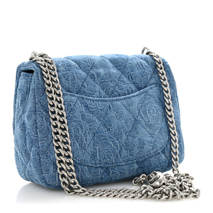 Chanel Denim Quilted Camellia Sweetheart Mini Flap Blue 3 of 10