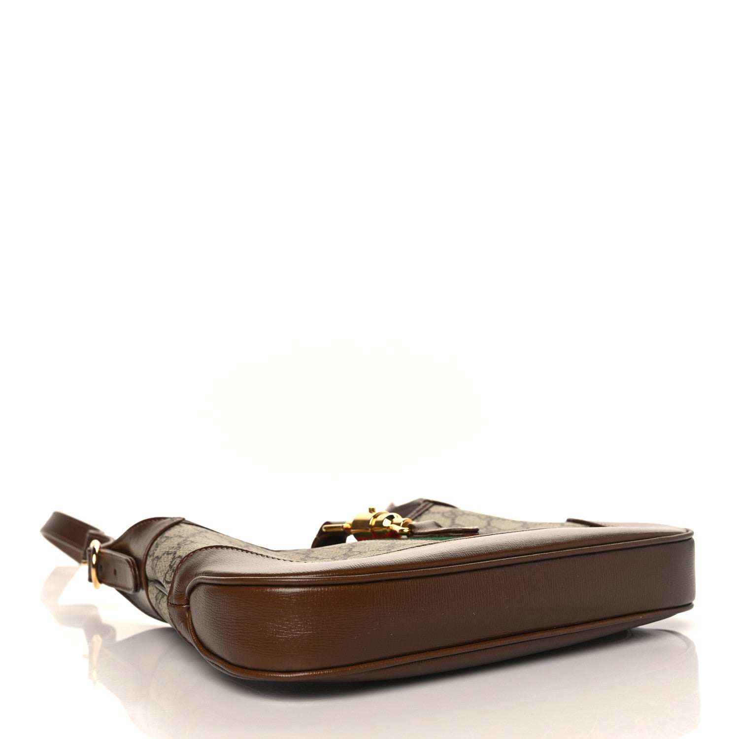 Gucci GG Supreme Monogram Azalea Calfskin Web Small Jackie 1961 Hobo Beige Ebony Brown Sugar 4 of 9